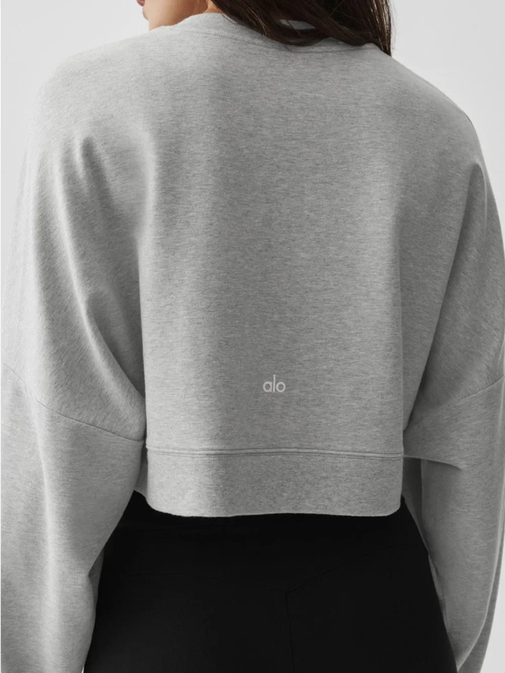 Alo Women's Sway Heather Gray Cropped Sweatshirt